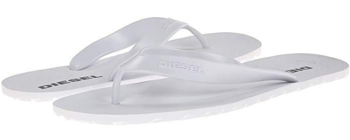 Diesel Plaja Splish White Grey Mens New Summer Beach Flip Flops