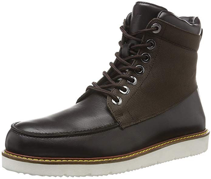 ARMANI JEANS Men's Light Weight Leather and Canvas Combat Boot