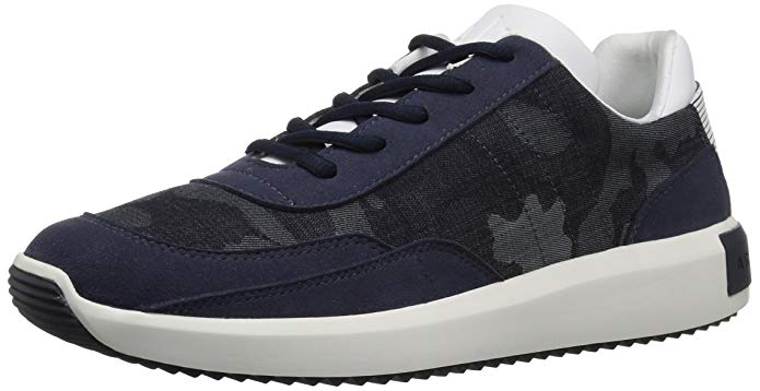 A|X Armani Exchange Men's Lace Up Low Top Contrast Textures Visible Stitch Detail Sneaker