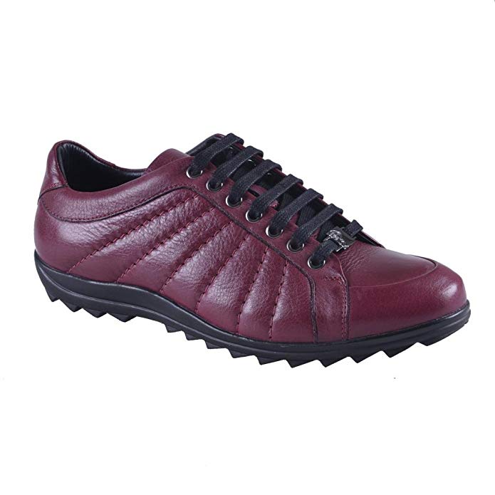 Versace Collection Men's Burgundy Leather Fashion Sneakers Shoes