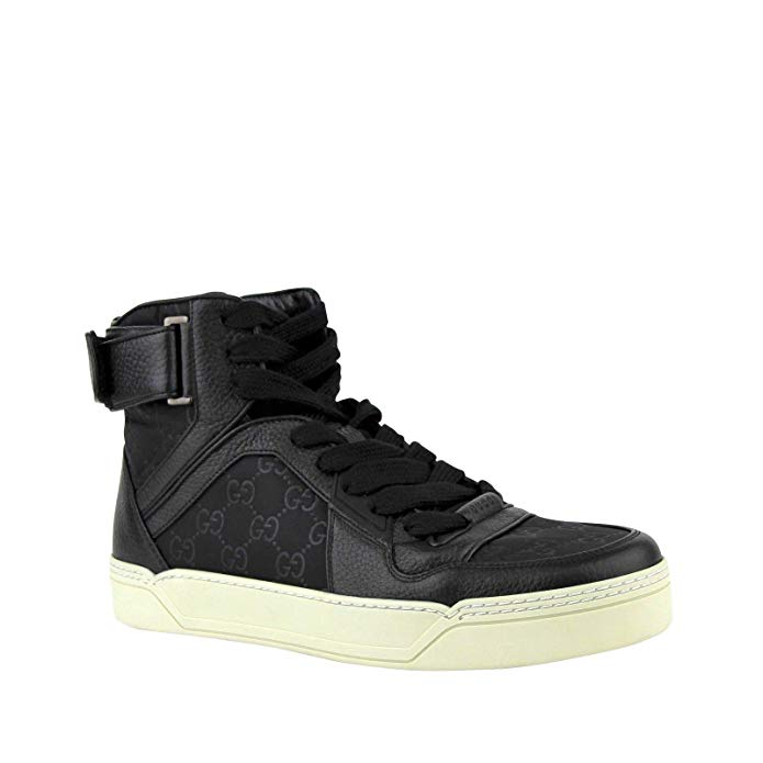 Gucci Men's Nylon Guccissima High-Top Sneaker, Black (Nero) 409766